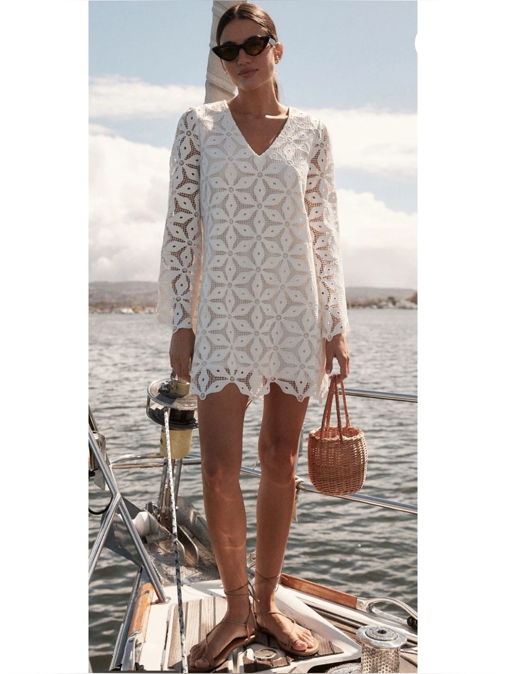 TUCKERNUCK White Floral Lace Camilla Dress Size L NWOT Retail $248